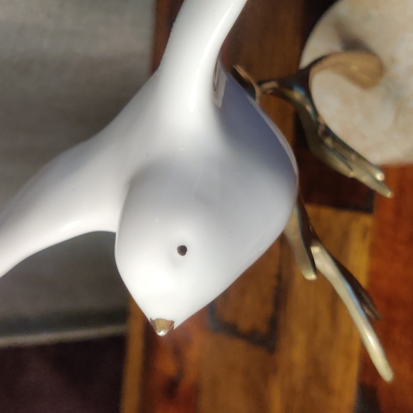 1980s Signed Bijan Ceramic Bird and Brass Tree Sculpture - Picture 7 of 7